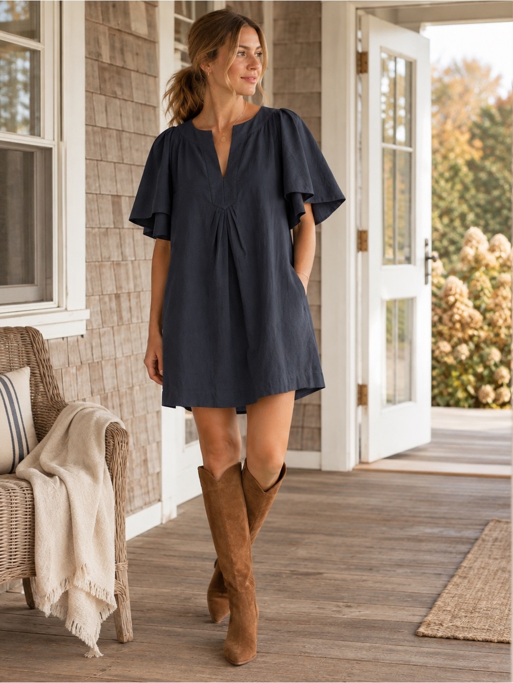 Tuckernuck Pomander Place Finley Mini Dress Black Flutter Sleeve XS